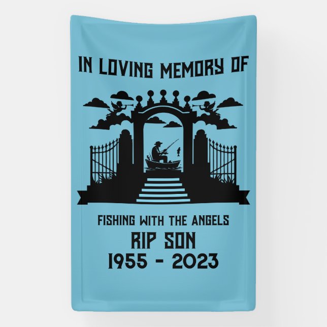Lona Funeral de pesca en memoria (Vertical)