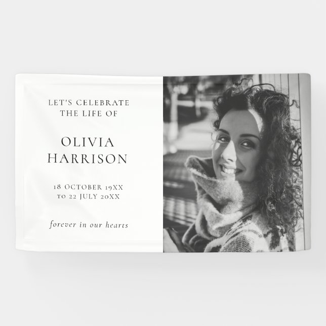 Lona Funeral minimalista | Celebración moderna de la vi (Horizontal)