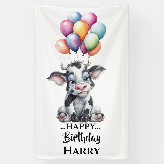 Lona Funny Blue Cow Banner (Vertical)