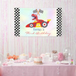 Lona Funny Dinosaur racing car boy kids Birthday fiesta<br><div class="desc">Funny Dinosaur racing car boy kids Birthday fiesta</div>