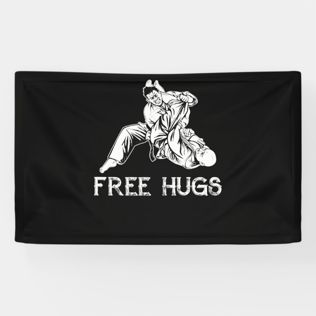 Lona Funny Free Hugs Brazilian Jiu-Jitsu MMA BJJ (Horizontal)