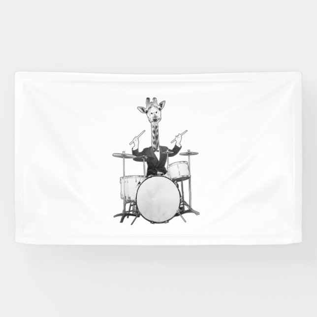 Lona Funny Giraffe Drummer Drummer Drumset Drumsti (Horizontal)