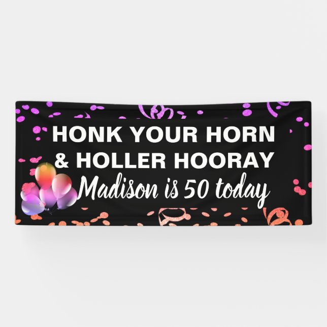 Lona Funny Happy 50th Birthday Honk Your Horn Name (Horizontal)