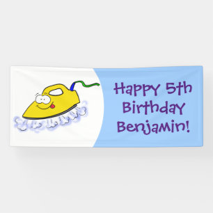 Lona Funny ilustracion de lavandería de hierro personal