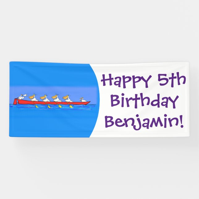 Lona Funny ilustracion personalizado del equipo de remo (Horizontal)