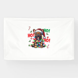 Lona Funny Navidades de Bulldog francés Santa Hat Light