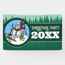 Lona Funny Snowman Add The Year Christmas Party Cartoon