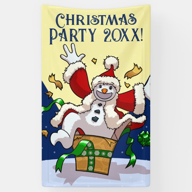 Lona Funny Snowman Santa Christmas Party Add The Year  (Vertical)