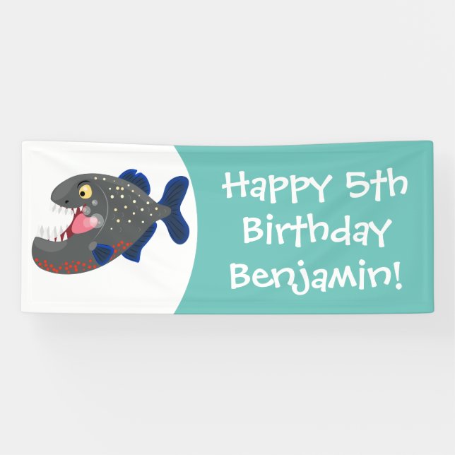 Lona Furioso ilustracion personalizado de piranha (Horizontal)