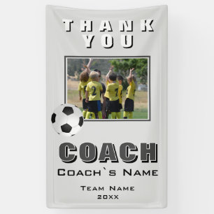 Lona Fútbol Gracias Entrenador Foto de Equipo 