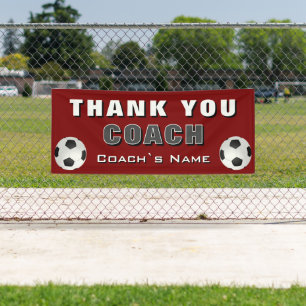 Lona Fútbol Rojo Gracias Entrenador