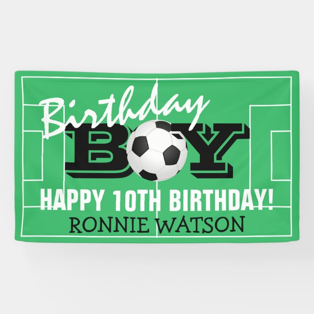 Lona Futbolistas Del Birthday Boy Guay | Cumpleaños fel (Horizontal)