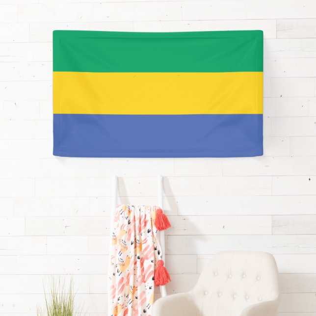 Lona Gabon National Flag Rectangular Event Banner (In situ)