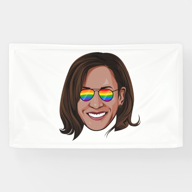 Lona Gafas de sol de arcoiris Kamala Harris (Horizontal)