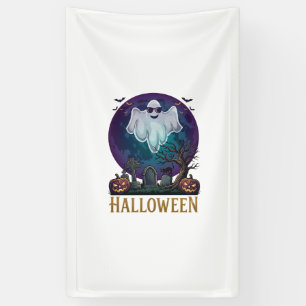 Lona Gafas de sol de fantasma de Halloween Luna púrpura