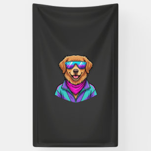 Lona Gafas de sol de perro lindas arte retro neón_1