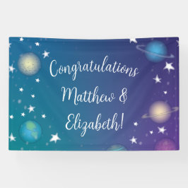 Lona Galaxia Baby Shower del espacio ultraterrestre