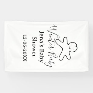 Lona Galletas de baby shower de invierno negro garabato