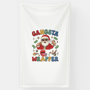 Lona Gangsta Wrapper Santa de Navidad Micrófono Dinero
