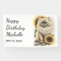 Gatito Himalayo Gatos Girasoles Feliz Cumpleaños