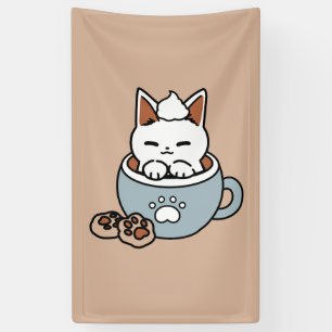 Lona Gato adorable en diseño de vacaciones de peluche -