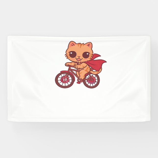 Lona Gato de vampiros en bicicleta de Halloween - Cute  (Horizontal)