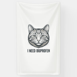 Lona Gato Divertido Ibuprofeno Diseño de Grabado Vintag