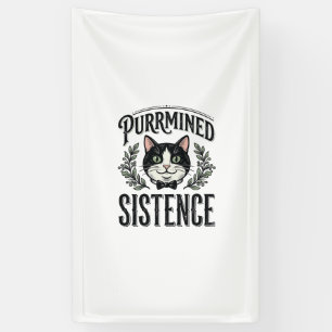 Lona Gato Divertido Purrminó Existencia Gráfico Antiguo
