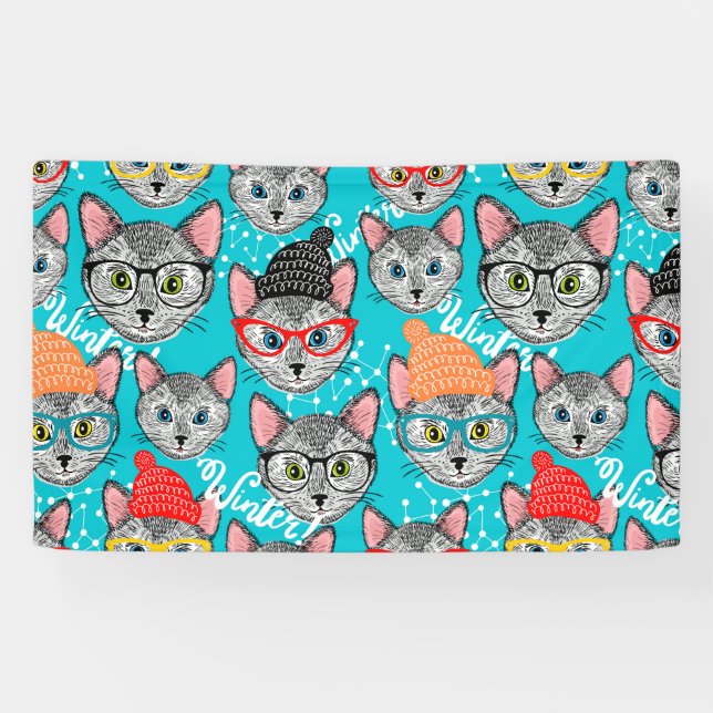 Lona Gato en el gorra (Horizontal)