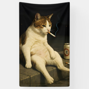 Lona Gato Fumando Kitten Divertido Meme de Gato Fumando