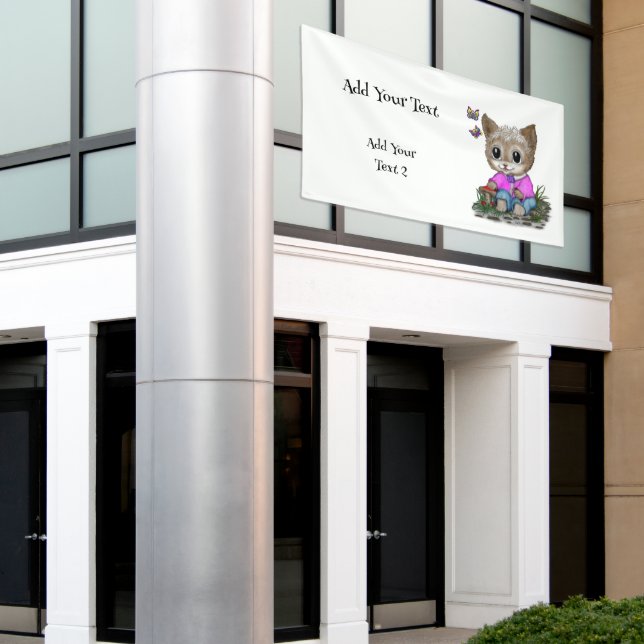 Lona Gato Kitty y mariposa (Edificio exterior)