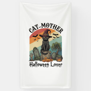 Lona Gato Madre Amante de Halloween Sombrero de Bruja N