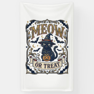 Lona Gato Miau o Truco Halloween Gato Espeluznante Vint