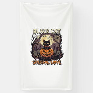 Lona Gato Negro Amor Especial Halloween Calabaza Luna L