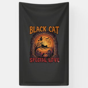 Lona Gato Negro Amor Especial Halloween Luna Bruja Cala