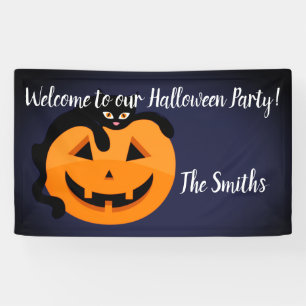 Lona Gato negro en la Halloween lunar