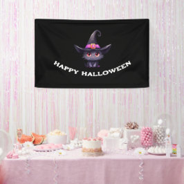 Lona Gato negro lindo vistiendo Halloween Gorra de una 