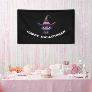 Lona Gato negro lindo vistiendo Halloween Gorra de una