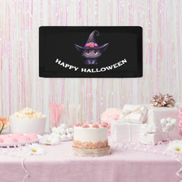 Lona Gato negro lindo vistiendo Halloween Gorra de una 