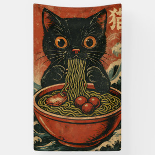 Lona Gato Ramen japonés gracioso gráfico Kawaii Cat Ani