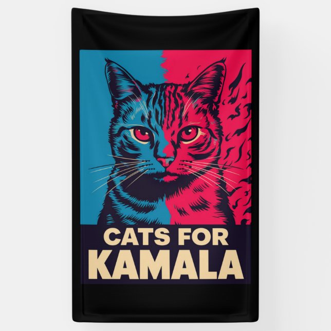 Lona Gato sin hijos votando Kamala Harris 2024 (Vertical)