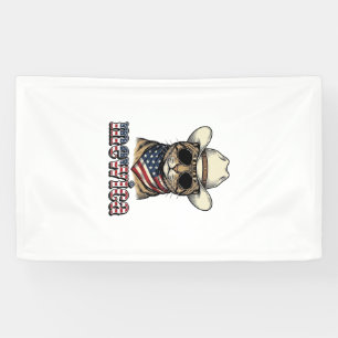 Lona Gato Vaquero Patriótico Mewica Diseño Vector Vinta