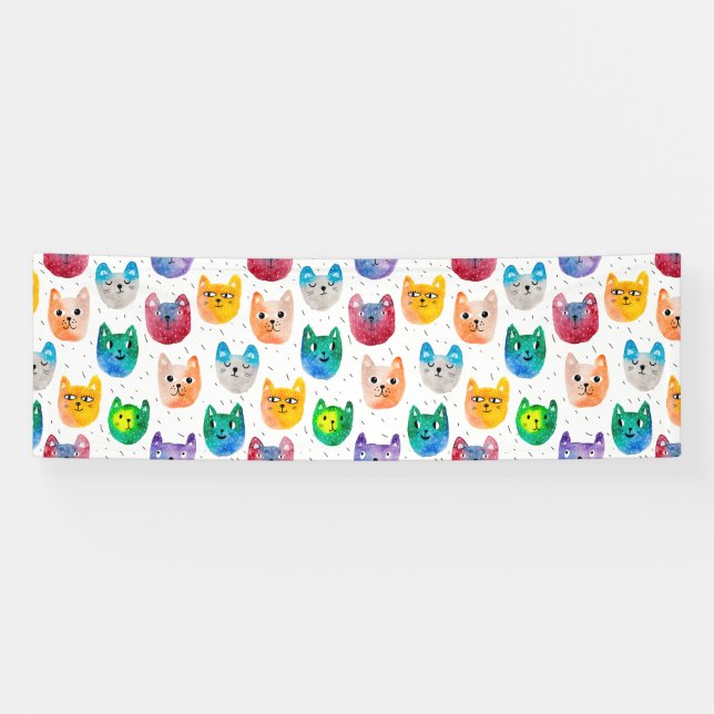 Lona Gatos a la acuarela y amigos (Horizontal)