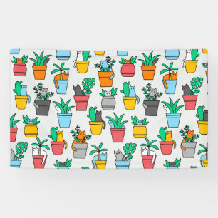 Lona Gatos en macetas de flores