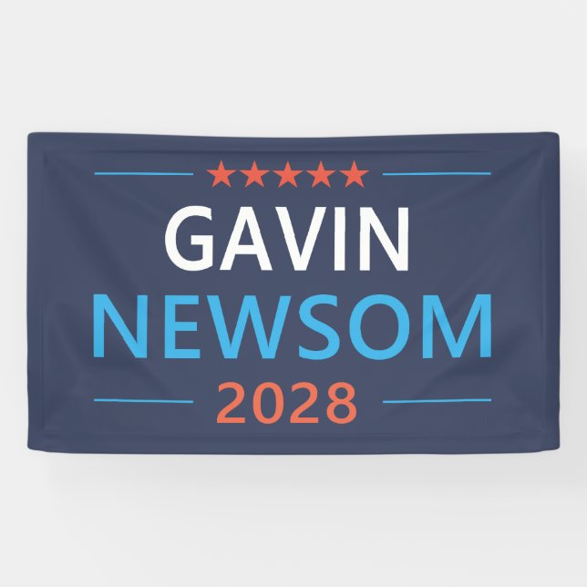 Lona Gavin Newsom 2028 Para Presidente (Horizontal)