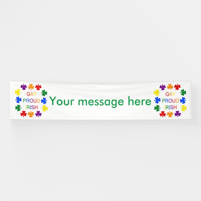 Lona Gay Proud Irlandés LGBT Rainbow Shamrock (Horizontal)