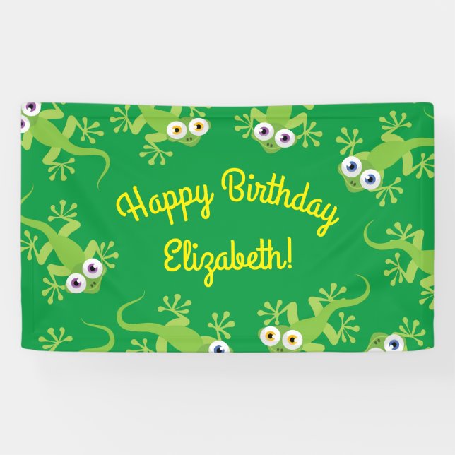 Lona Gecko Lizards Birthday Party Cute Kids (Horizontal)