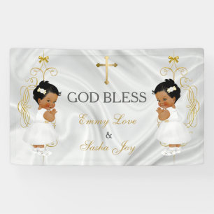 Lona Gemelas Bautizo Cristianas Oro Étnico