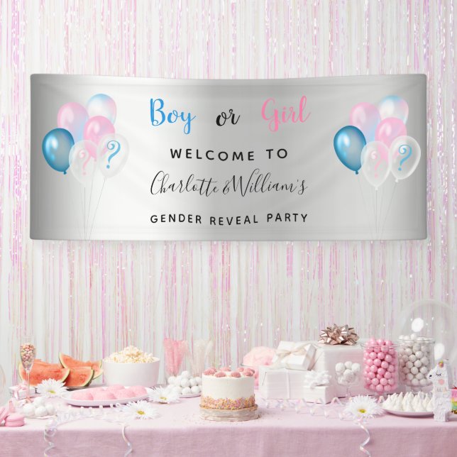 Lona Género revelar fiesta niño chica plata rosa azul (Fiesta)