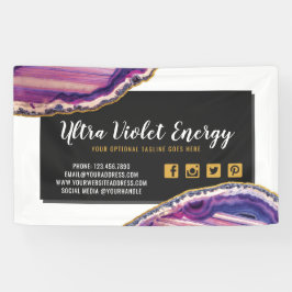 Lona Geode Agate Slice Gemstone Ultra Violeta Púrpura